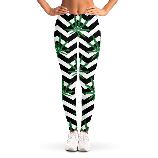 Zigzag Weed Pattern Print Women's Leggings