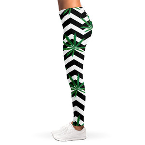 Zigzag Weed Pattern Print Women's Leggings
