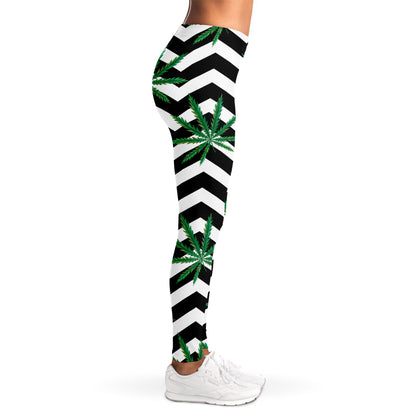 Zigzag Weed Pattern Print Women's Leggings
