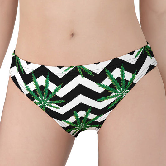Zigzag Weed Pattern Print Women's Panties