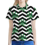 Zigzag Weed Pattern Print Women's Polo Shirt