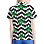 Zigzag Weed Pattern Print Women's Polo Shirt