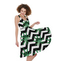 Zigzag Weed Pattern Print Sleeveless Knee Length Dress