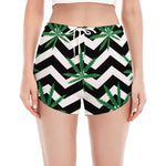 Zigzag Weed Pattern Print Women's Split Running Shorts