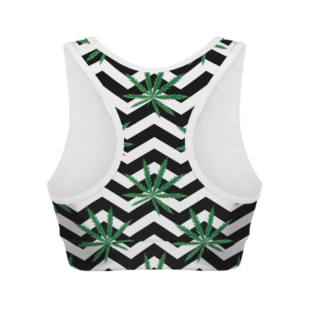 Zigzag Weed Pattern Print Women's Sports Bra