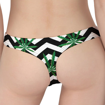 Zigzag Weed Pattern Print Women's Thong