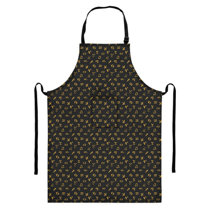 Zodiac Astrological Signs Pattern Print Bib Apron With Pocket