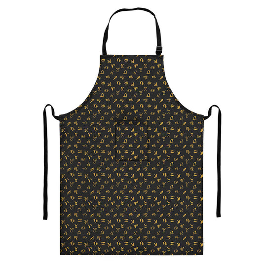 Zodiac Astrological Signs Pattern Print Bib Apron With Pocket