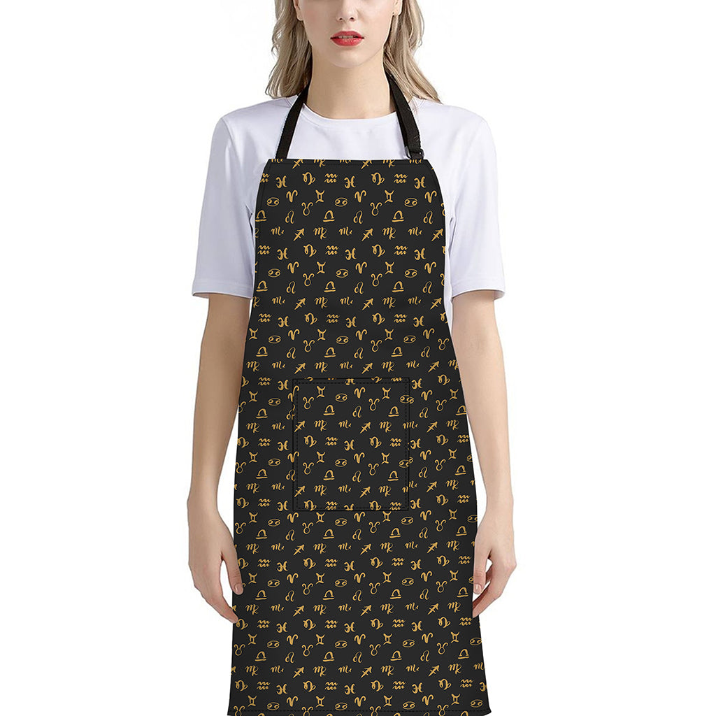 Zodiac Astrological Signs Pattern Print Bib Apron With Pocket