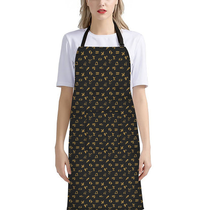 Zodiac Astrological Signs Pattern Print Bib Apron With Pocket