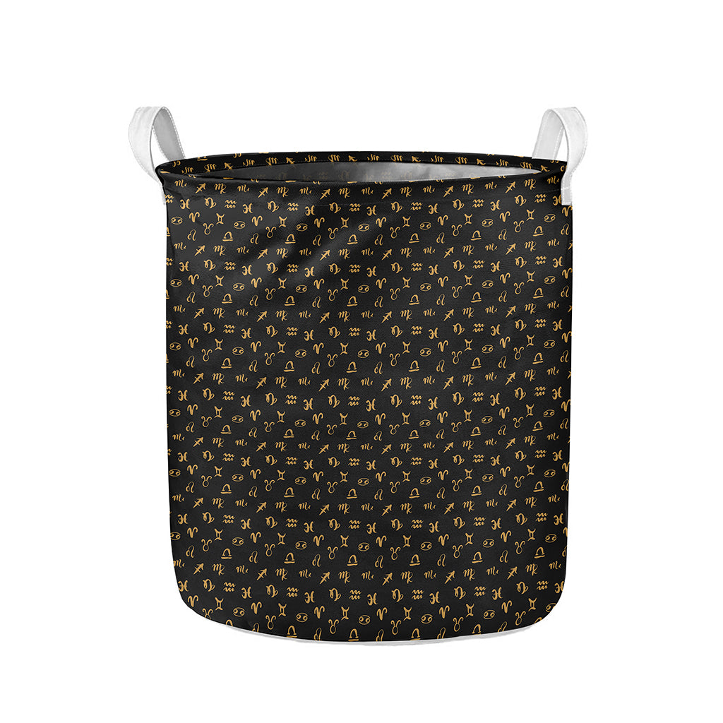 Zodiac Astrological Signs Pattern Print Collapsible Laundry Basket