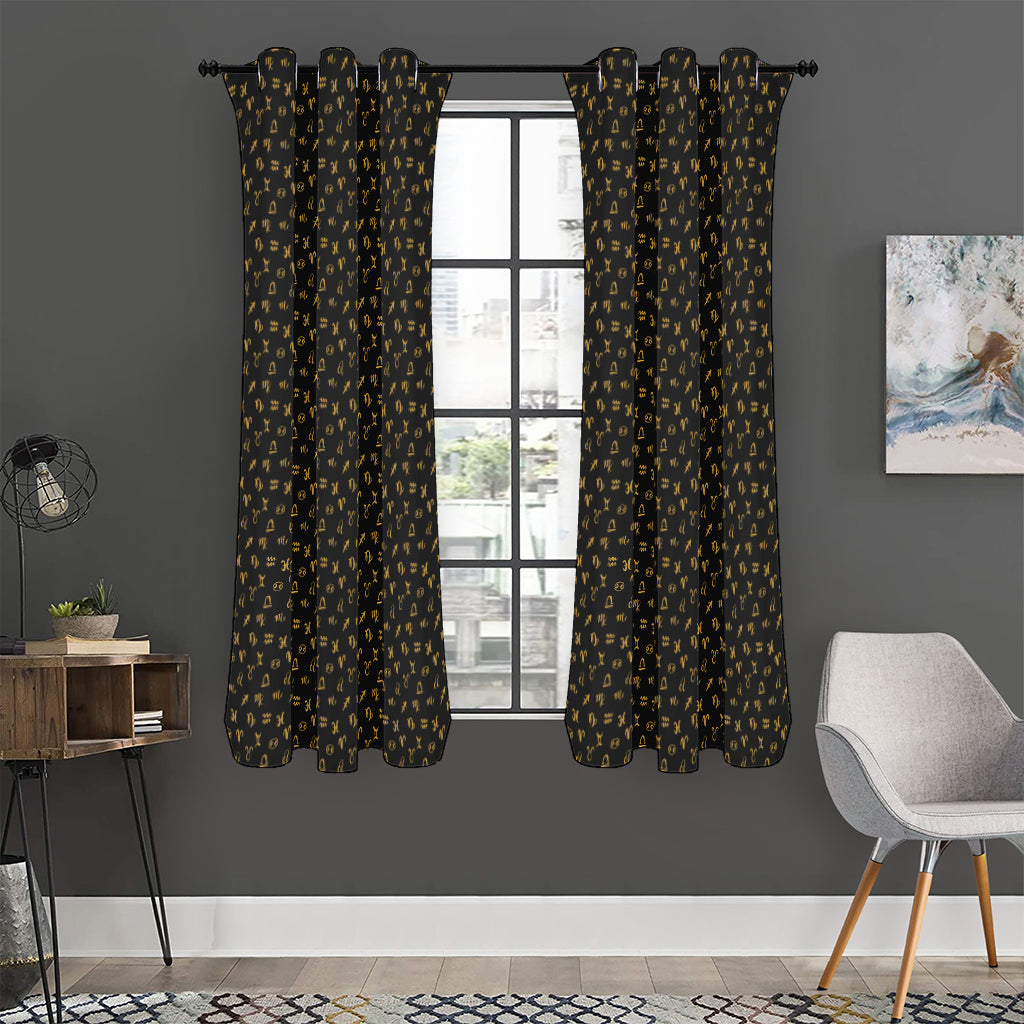 Zodiac Astrological Signs Pattern Print Curtain
