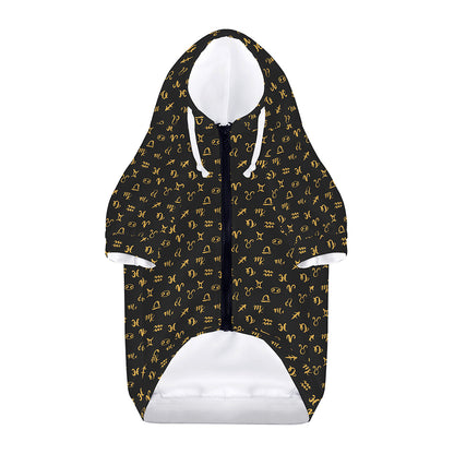 Zodiac Astrological Signs Pattern Print Dog Zip Up Hoodie