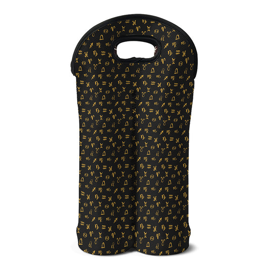 Zodiac Astrological Signs Pattern Print Double Neoprene Wine Tote