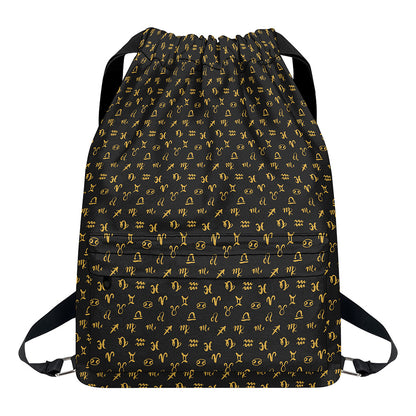 Zodiac Astrological Signs Pattern Print Drawstring Backpack