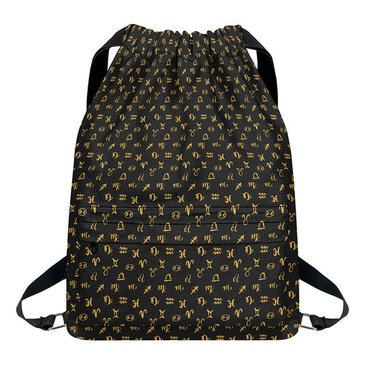 Zodiac Astrological Signs Pattern Print Drawstring Backpack