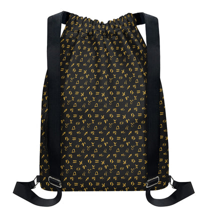 Zodiac Astrological Signs Pattern Print Drawstring Backpack