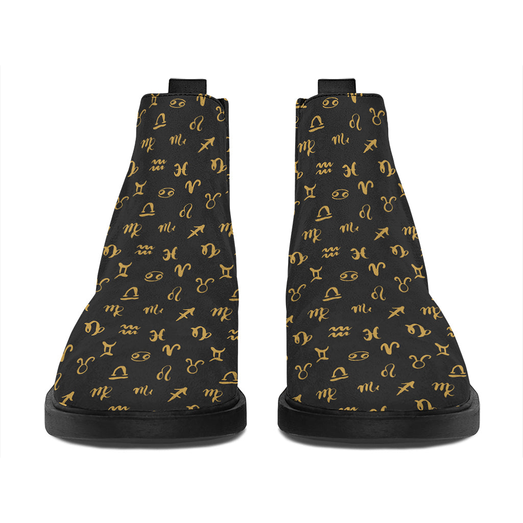 Zodiac Astrological Signs Pattern Print Flat Ankle Boots