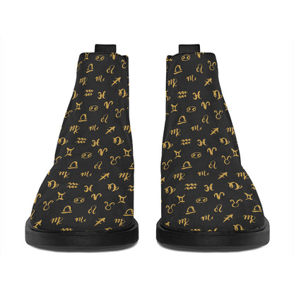 Zodiac Astrological Signs Pattern Print Flat Ankle Boots