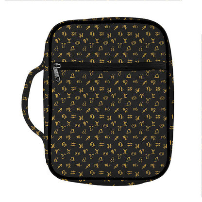 Zodiac Astrological Signs Pattern Print Front Pocket Bible Bag