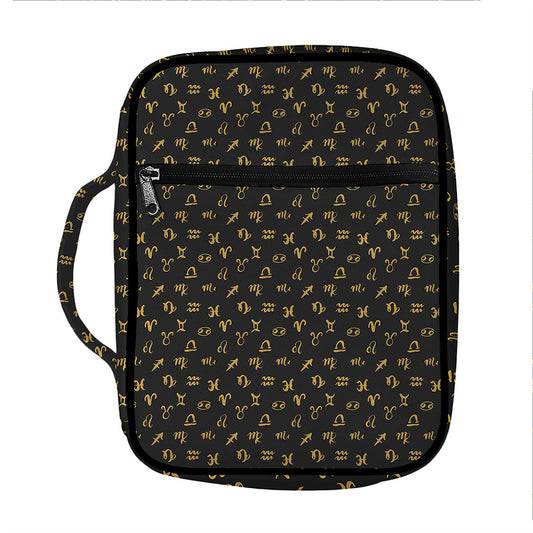 Zodiac Astrological Signs Pattern Print Front Pocket Bible Bag