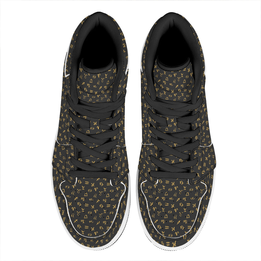 Zodiac Astrological Signs Pattern Print High Top Leather Sneakers