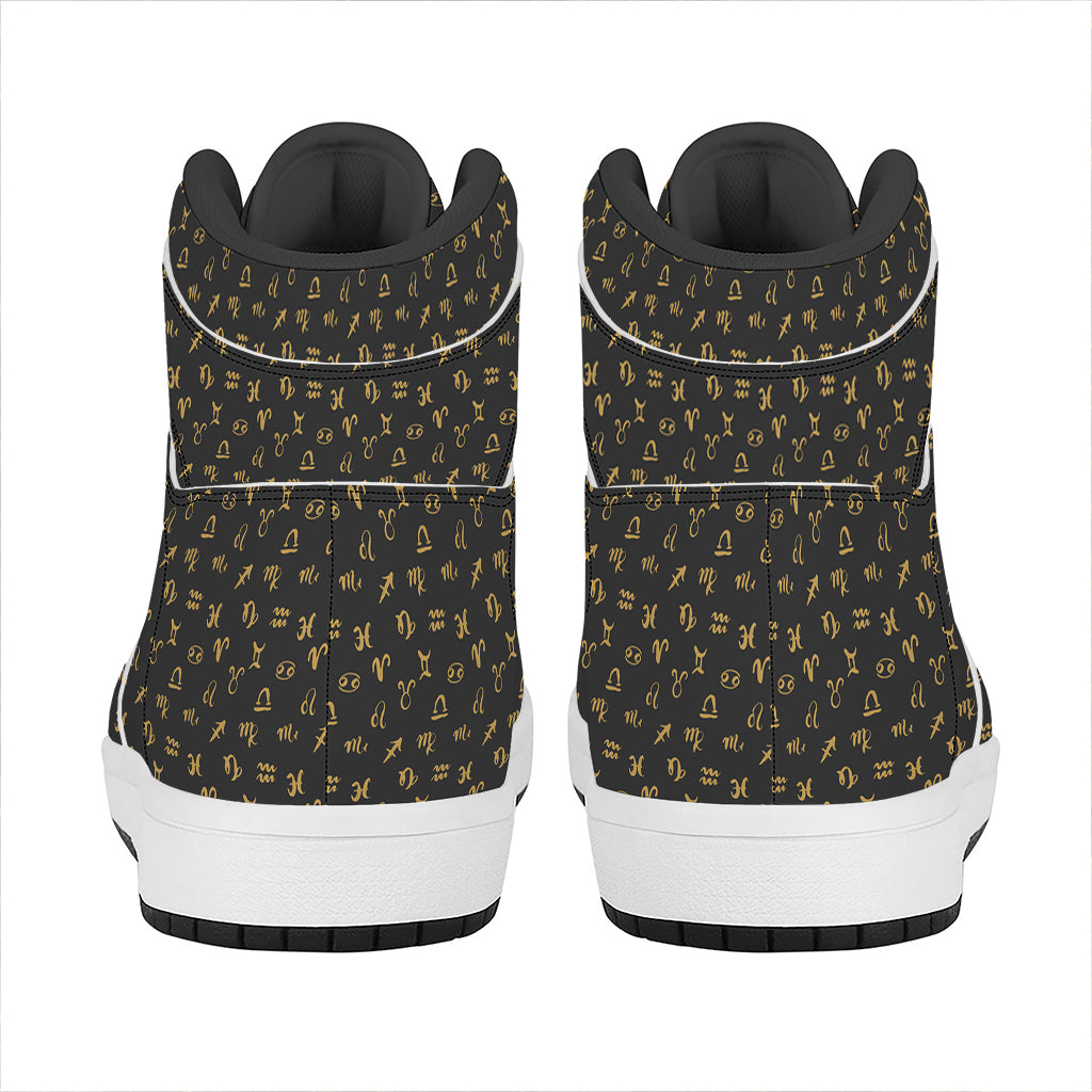 Zodiac Astrological Signs Pattern Print High Top Leather Sneakers