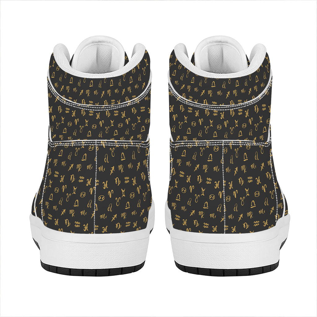 Zodiac Astrological Signs Pattern Print High Top Leather Sneakers