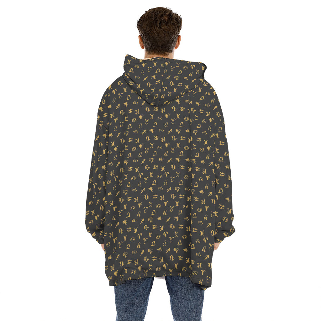 Zodiac Astrological Signs Pattern Print Hoodie Blanket