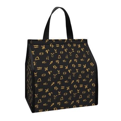 Zodiac Astrological Signs Pattern Print Insulated Lunch Tote