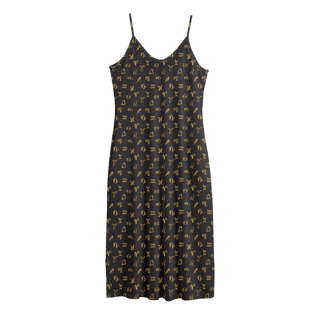 Zodiac Astrological Signs Pattern Print Jersey Midi Cami Dress