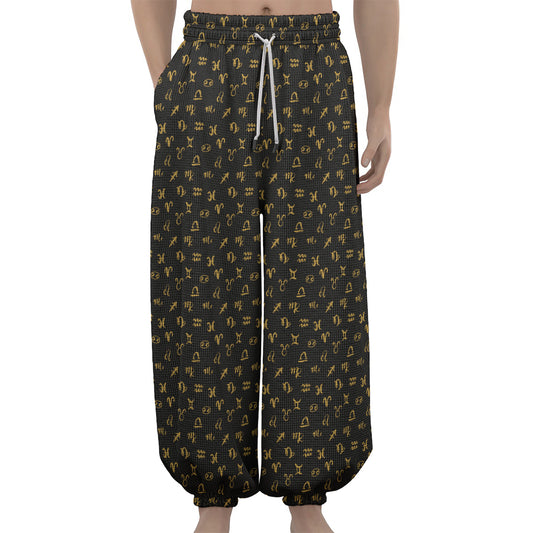 Zodiac Astrological Signs Pattern Print Lantern Pants