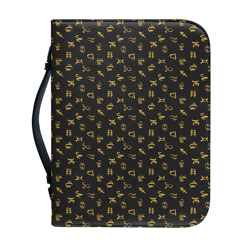 Zodiac Astrological Signs Pattern Print Leather Bible Cover