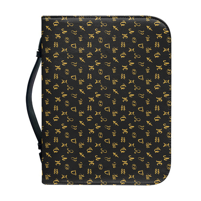 Zodiac Astrological Signs Pattern Print Leather Bible Cover