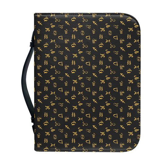 Zodiac Astrological Signs Pattern Print Leather Bible Cover