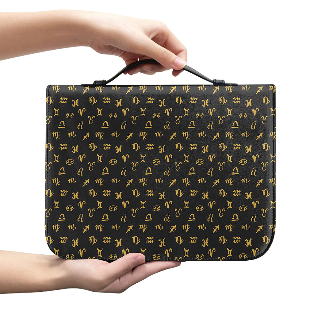 Zodiac Astrological Signs Pattern Print Leather Bible Cover
