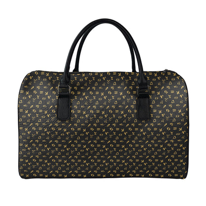 Zodiac Astrological Signs Pattern Print Leather Duffle Bag