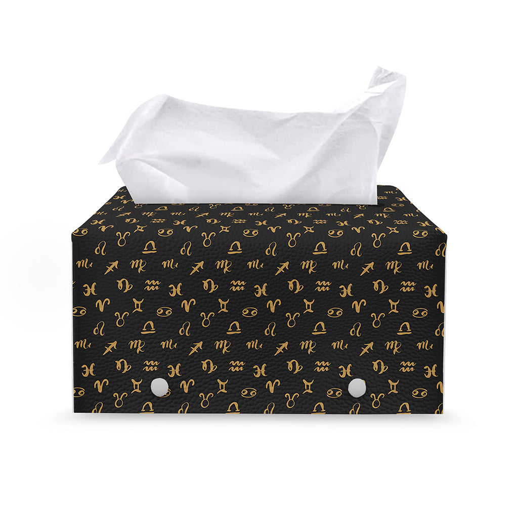 Zodiac Astrological Signs Pattern Print Leather Tissue Box Cover