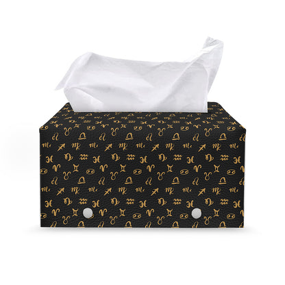 Zodiac Astrological Signs Pattern Print Leather Tissue Box Cover