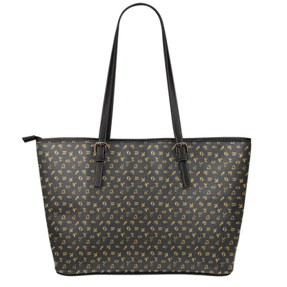 Zodiac Astrological Signs Pattern Print Leather Tote Bag