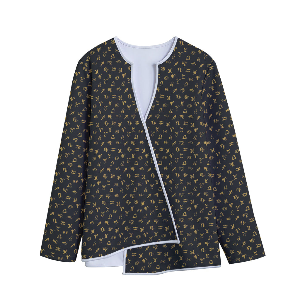 Zodiac Astrological Signs Pattern Print Long Sleeve Short Coat