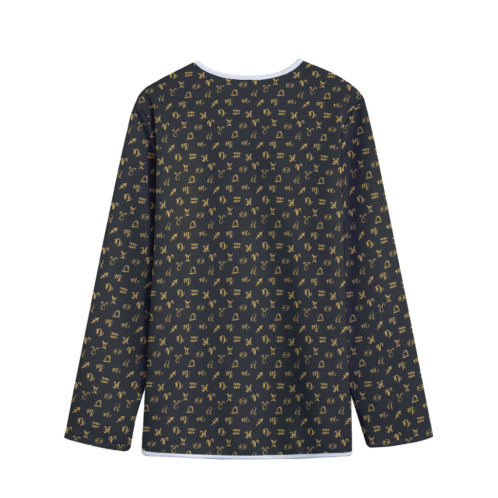 Zodiac Astrological Signs Pattern Print Long Sleeve Short Coat