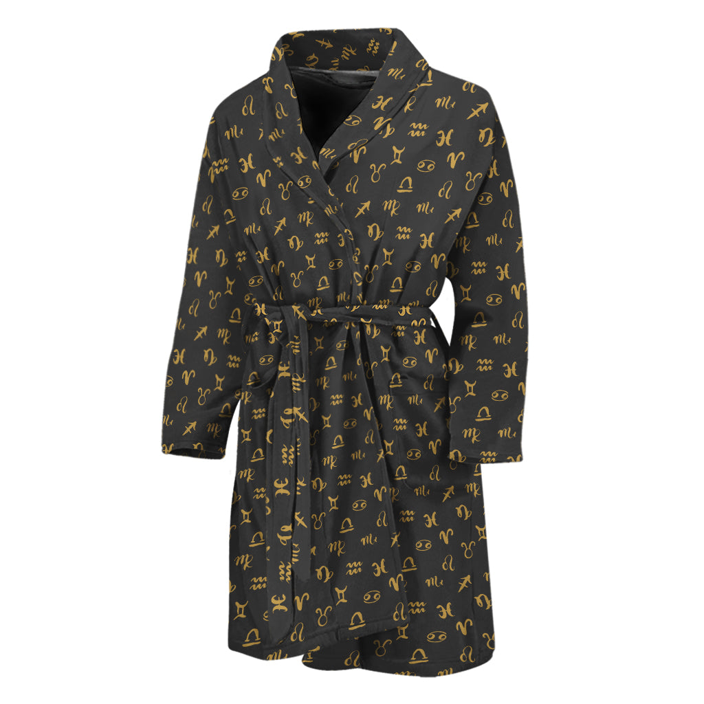 Zodiac Astrological Signs Pattern Print Men's Bathrobe