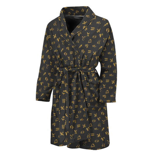Zodiac Astrological Signs Pattern Print Men's Bathrobe