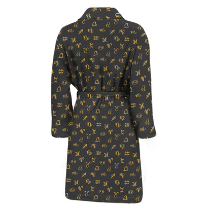 Zodiac Astrological Signs Pattern Print Men's Bathrobe