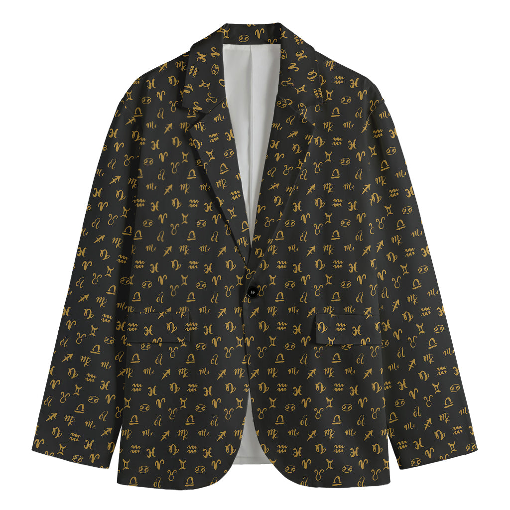 Zodiac Astrological Signs Pattern Print Men's Cotton Blazer