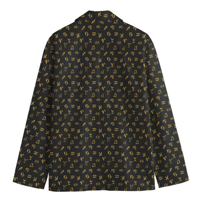 Zodiac Astrological Signs Pattern Print Men's Cotton Blazer
