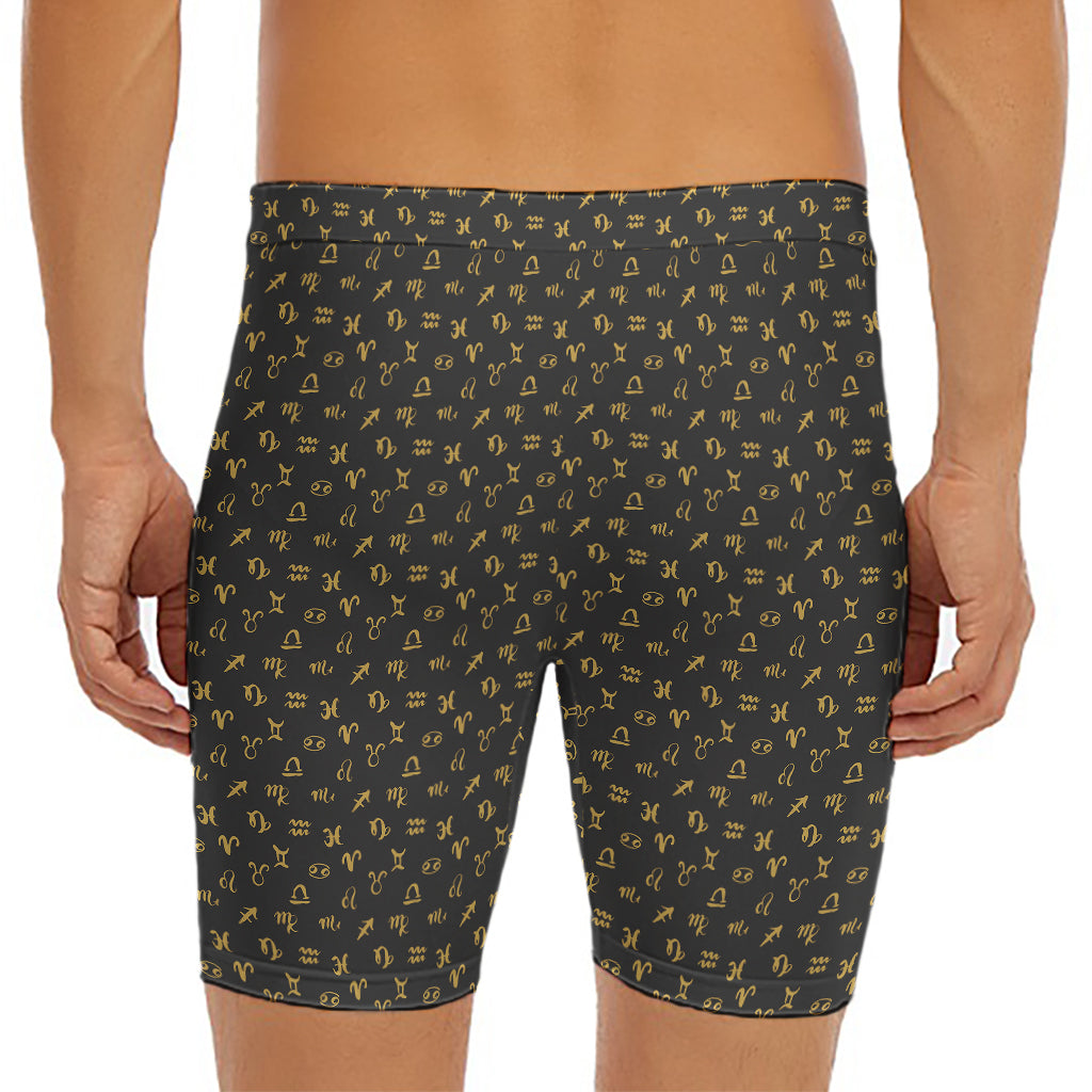 Zodiac Astrological Signs Pattern Print Men's Long Boxer Briefs