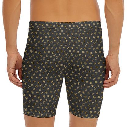 Zodiac Astrological Signs Pattern Print Men's Long Boxer Briefs