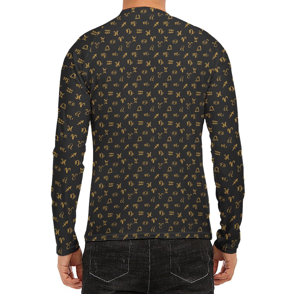 Zodiac Astrological Signs Pattern Print Men's Long Sleeve Rash Guard